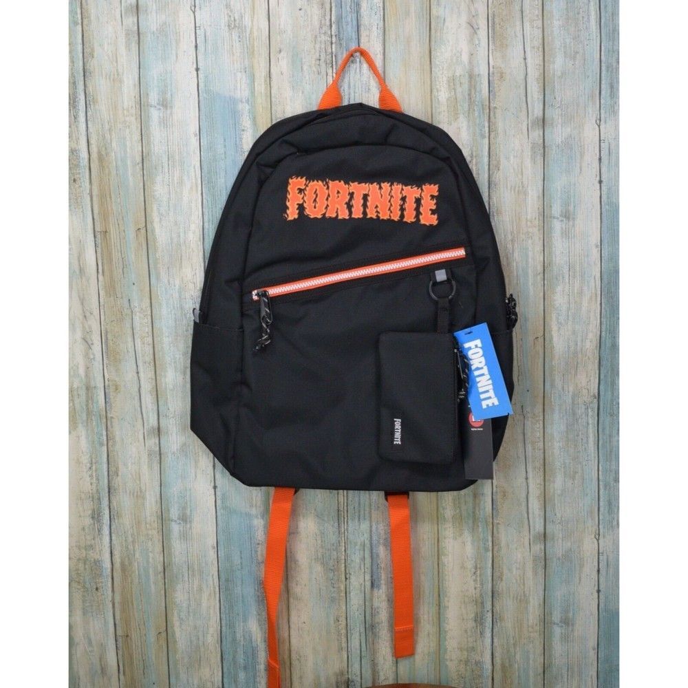 Fortnite Kids 18" Backpack - Black Orange New